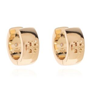 Tory Burch Gold Logo Hoop Earrings